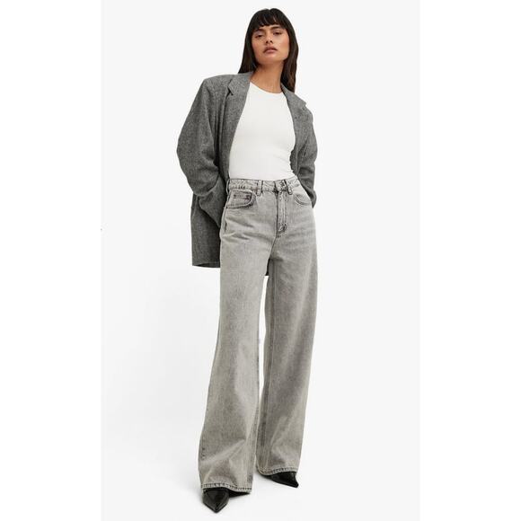 Women's Gray Wide Leg Jeans - Picture 1 of 14